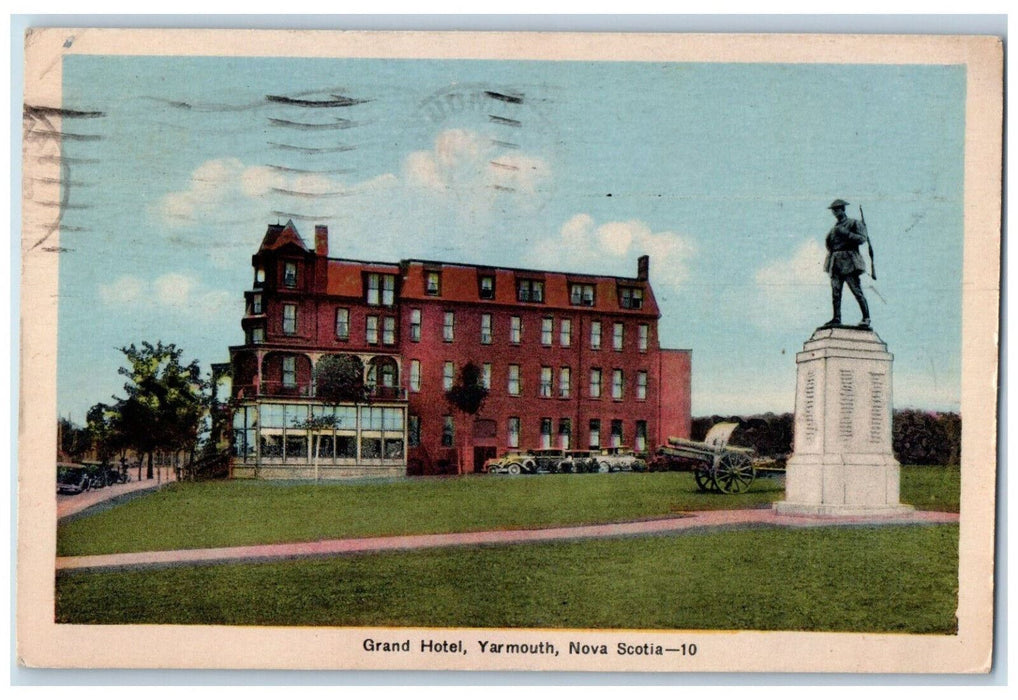 1937 Monument Grand Hotel Yarmouth Nova Scotia Canada Vintage Postcard