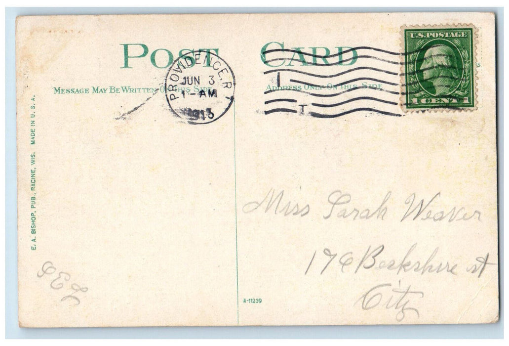 1913 Herding Lambs to Pasture is Schoolboy's Delight Rhode Island RI Postcard