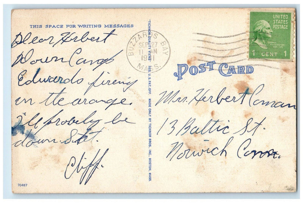 1941 Camp Snapshots Sleeping in Tent Getting Food Buzzards Bay MA Comic Postcard