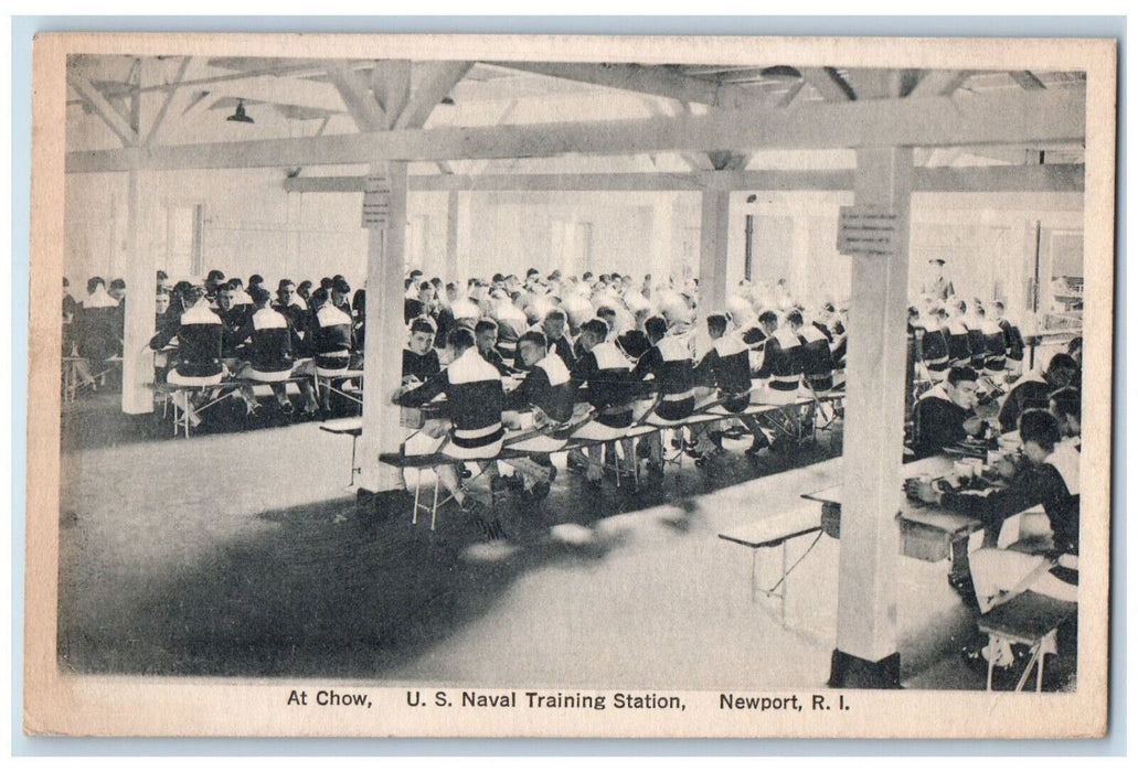 1937 At Chow US Naval Training Station Newport Rhode Island RI Postcard