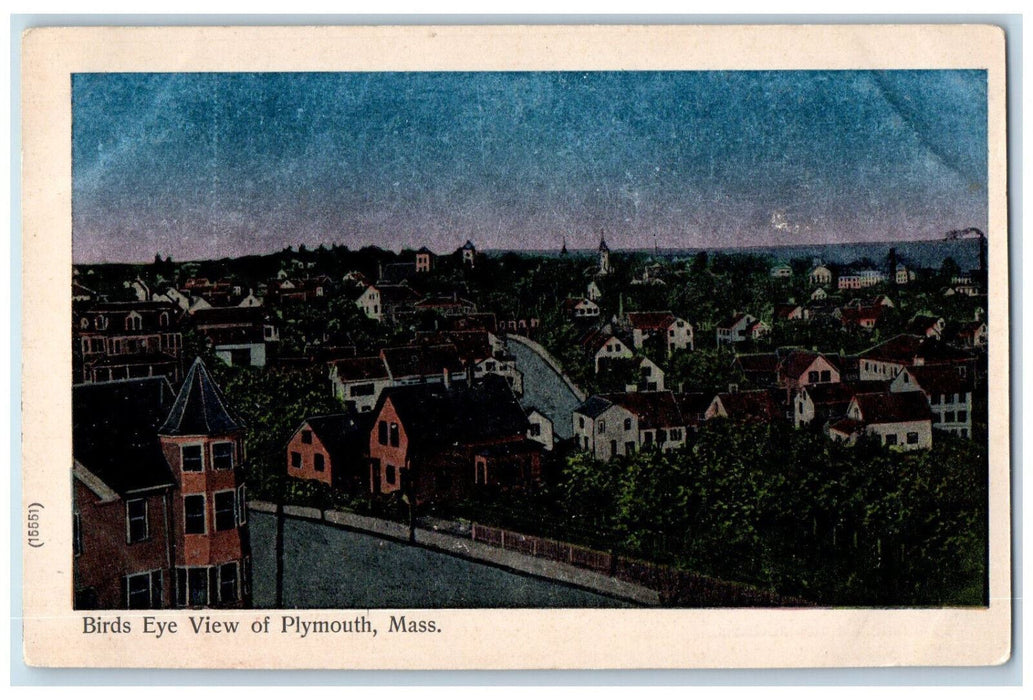 c1905 Birds Eye View of Plymouth Massachusetts MA Antique Posted Postcard