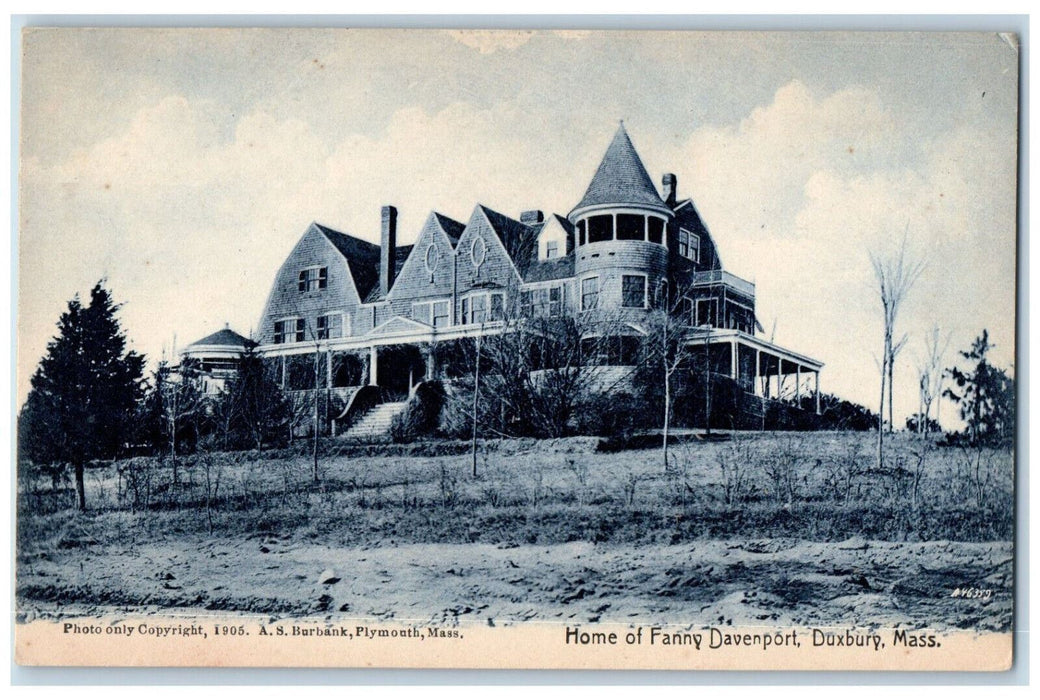 1905 Home of Fanny Davenport Duxbury Massachusetts MA AS Burbank Postcard