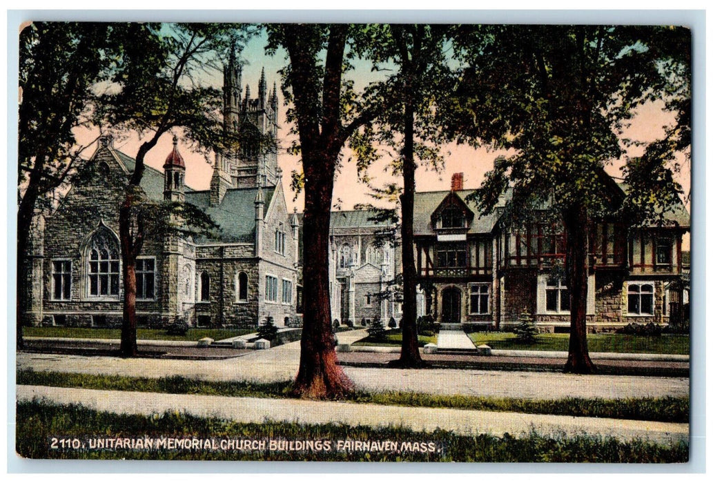 c1910 Unitarian Memorial Church Buildings Fairhaven Massachusetts MA Postcard