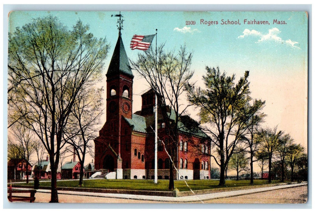 c1910 Rogers School Fairhaven Massachusetts MA Antique Unposted Postcard