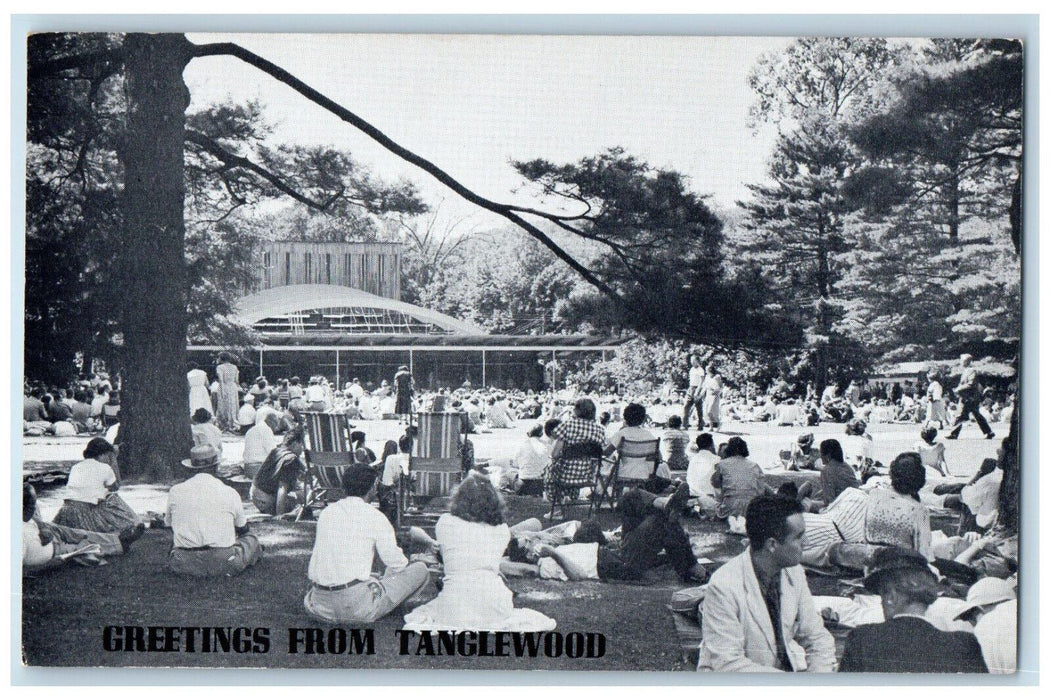 c1940's Afternoon Concert in Theatre Greetings from Tanglewood Lenox MA Postcard