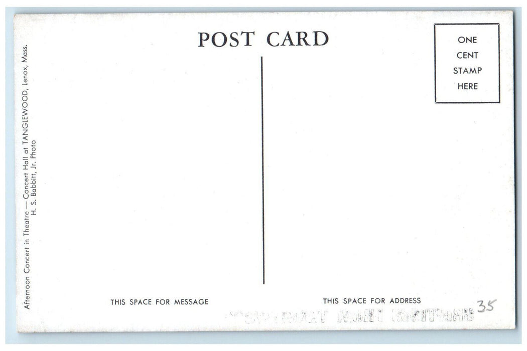 c1940's Afternoon Concert in Theatre Greetings from Tanglewood Lenox MA Postcard