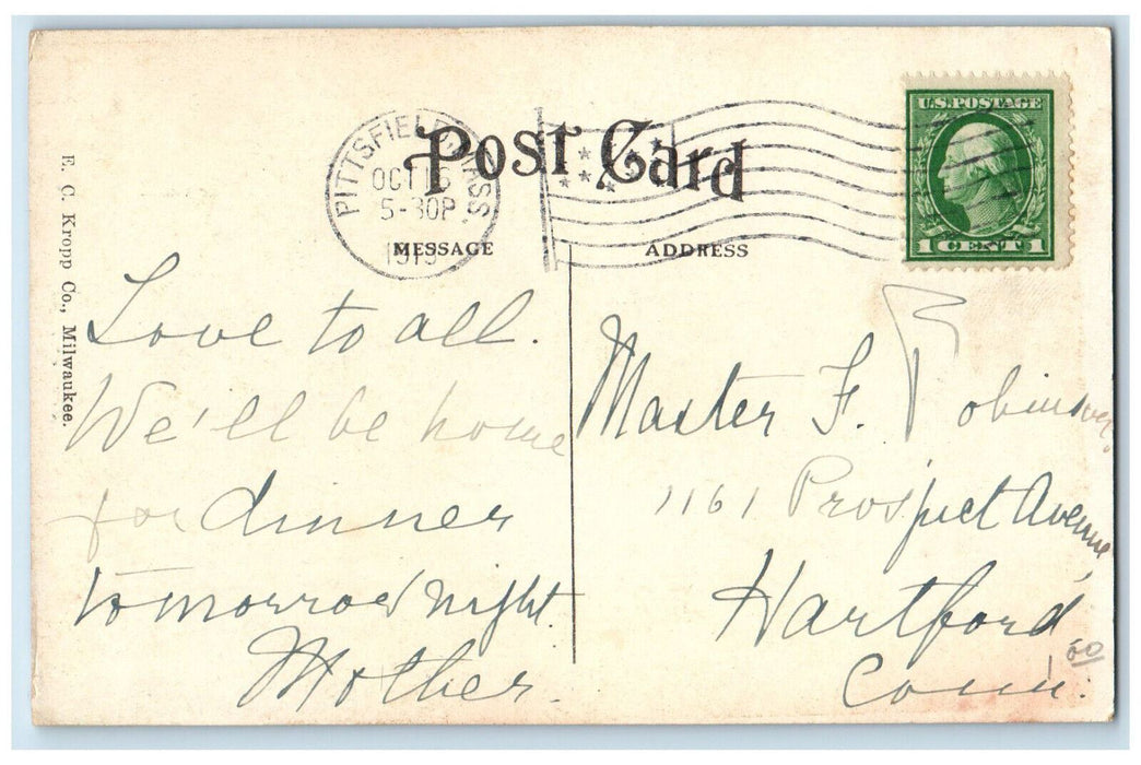 1913 The Maplewood Hotel Pittsfield Massachusetts MA Antique Posted Postcard
