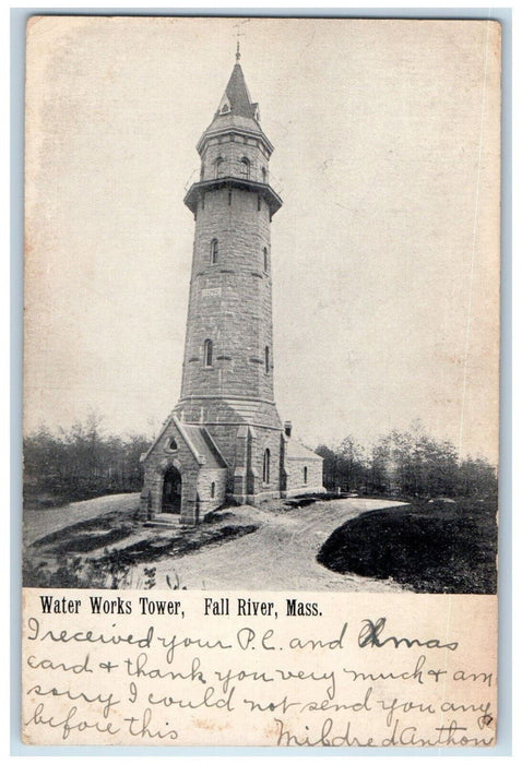 c1905 Water Works Tower Fall River Massachusetts MA Antique Postcard