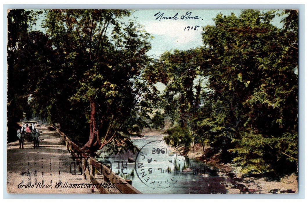 1908 Green River Williamstown Massachusetts MA Dumont NJ Antique Postcard