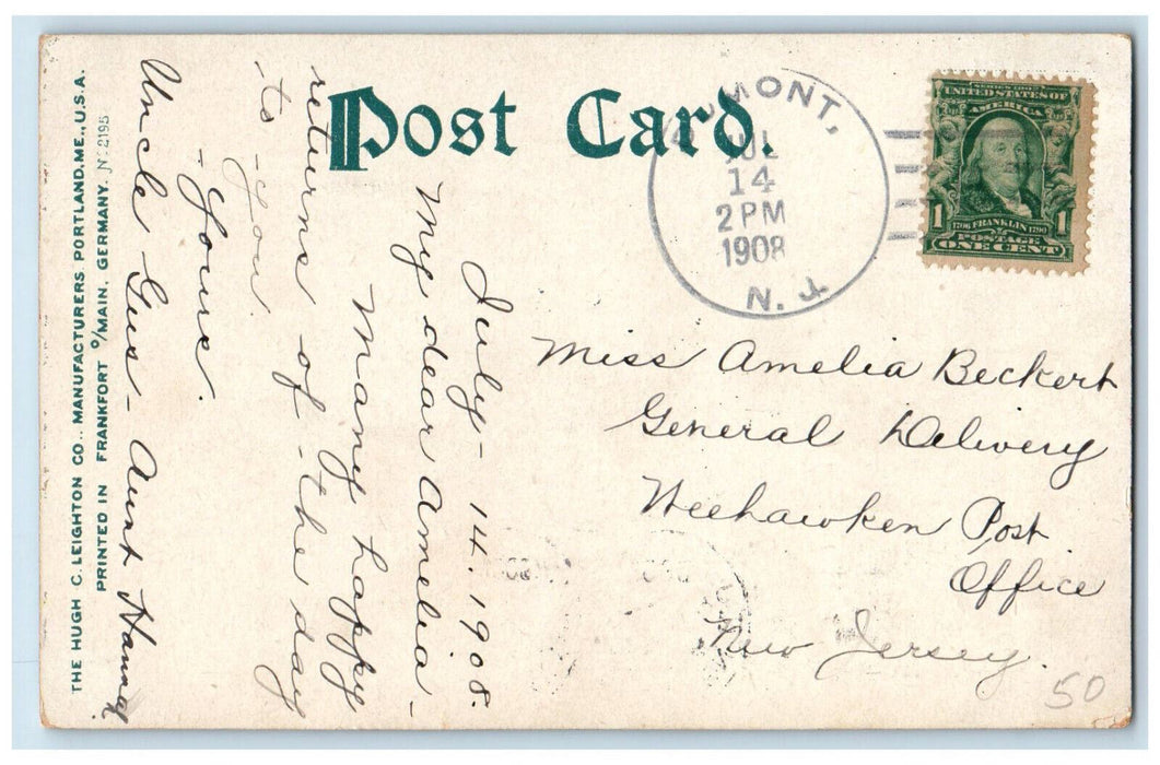 1908 Green River Williamstown Massachusetts MA Dumont NJ Antique Postcard