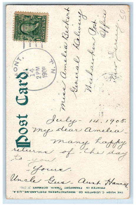 1908 Green River Williamstown Massachusetts MA Dumont NJ Antique Postcard