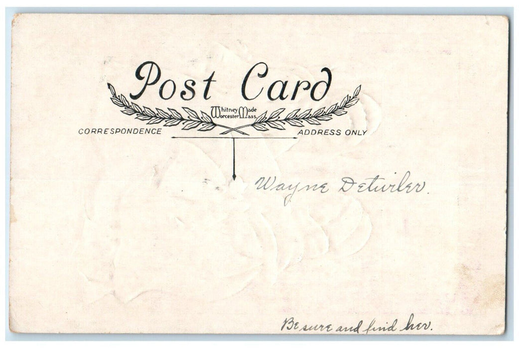 Valentine Greetings Girls Big Heart Snow Winter Snowfall Antique Postcard