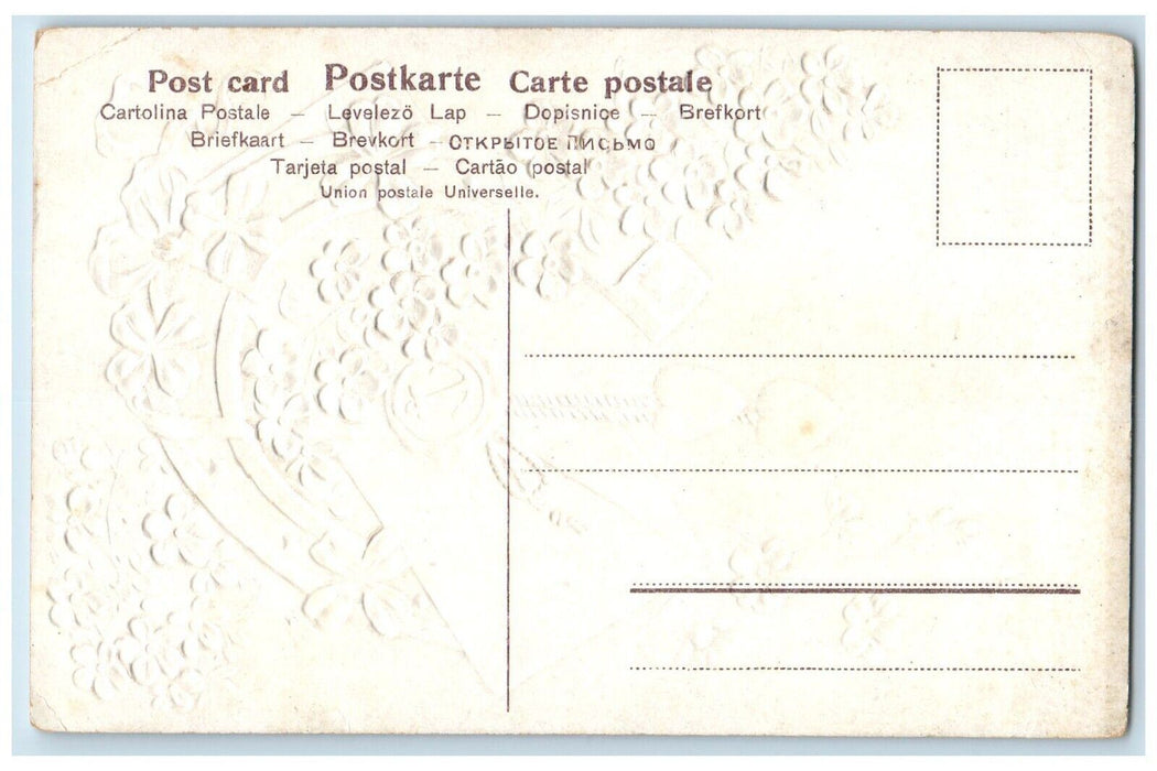 c1910's Valentine Good Luck Horseshoe Letter Anchor Shamrock Pansies Postcard