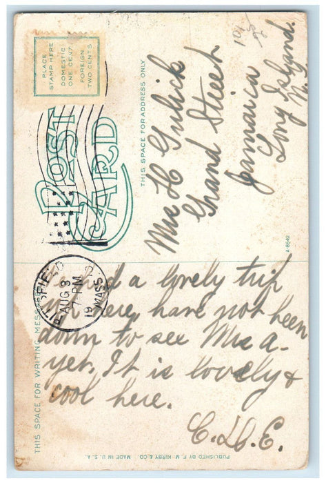 1910 Pontoosuc Lake Pittsfield Massachusetts MA Posted Antique Postcard