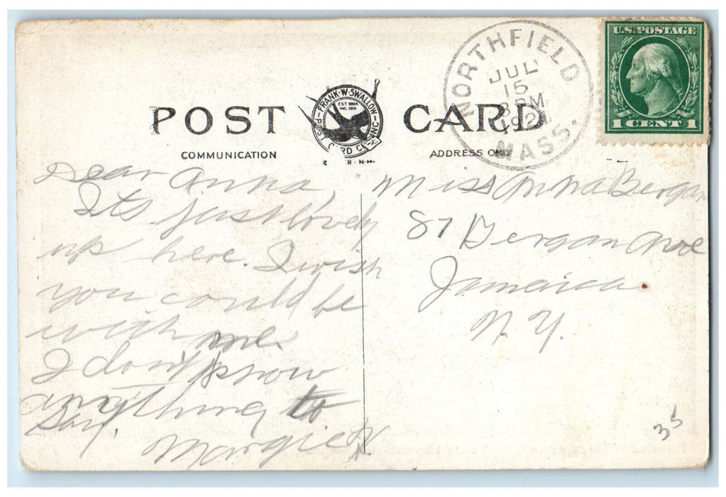 1921 Camp Northfield East Northfield Massachusetts MA Antique Postcard