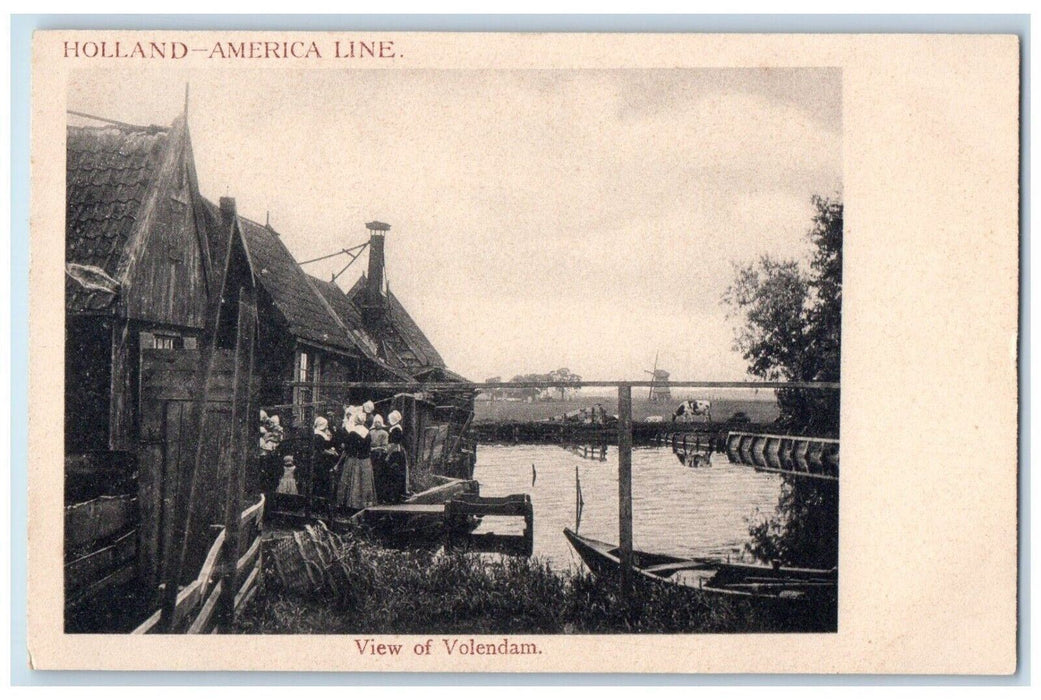c1905 Holland America Line View Volendam Steamer Ship Advertising Postcard