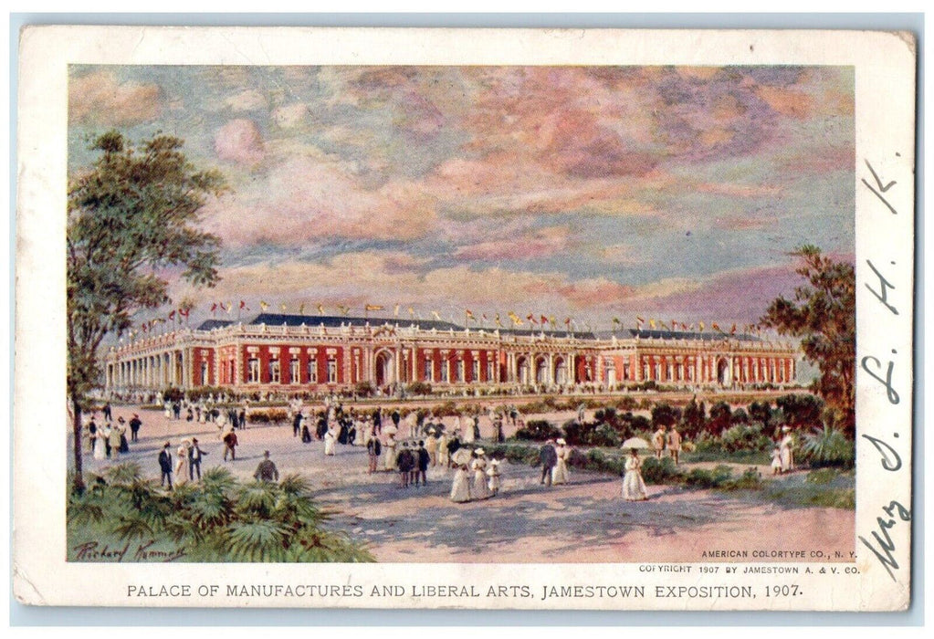 1907 Palace Manufactures Liberal Arts Jamestown Exposition Park Vintage Postcard