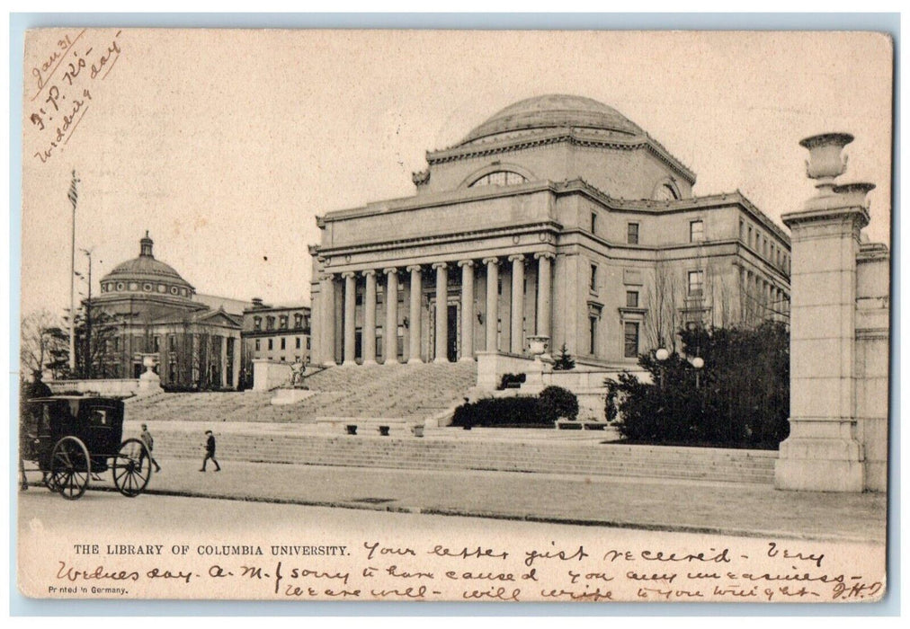 1906 The Library Of Columbia University Street View New York NY Antique Postcard
