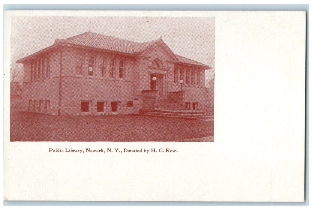c1905 Public Library Exterior Scene Newark New York NY Antique Unposted Postcard