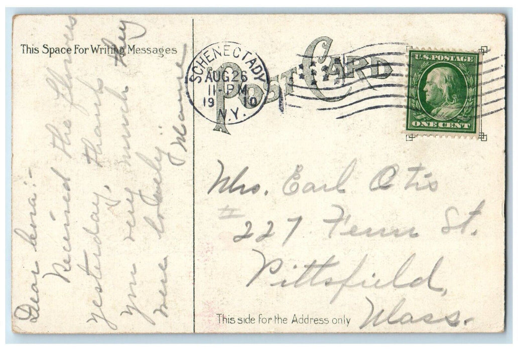 1916 View Of Public Library Schenectady New York NY Antique Posted Postcard