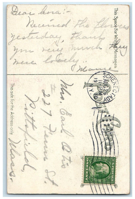 1916 View Of Public Library Schenectady New York NY Antique Posted Postcard