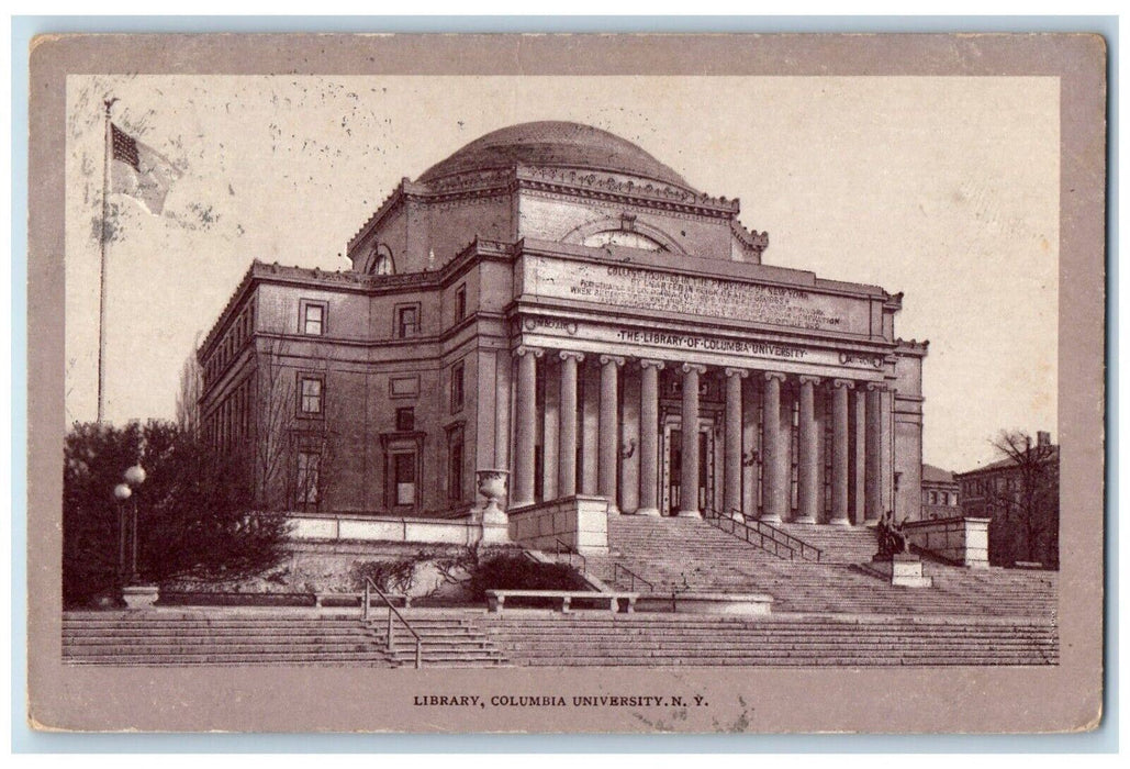 1908 Library Columbia University Exterior Scene Middleburgh New York NY Postcard