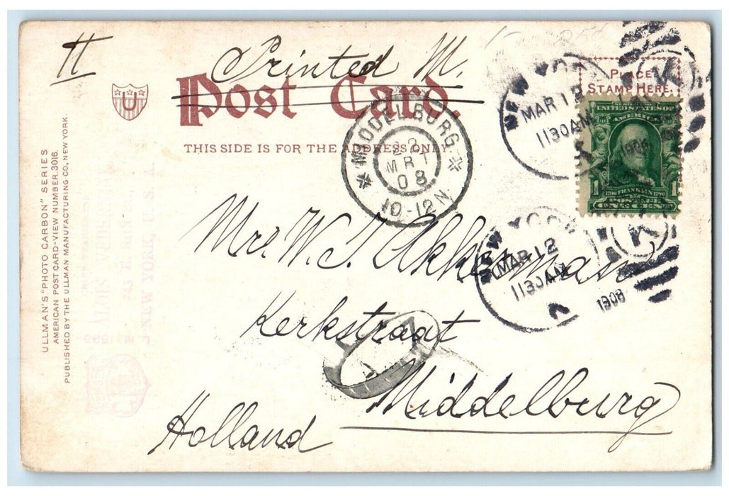 1908 Library Columbia University Exterior Scene Middleburgh New York NY Postcard