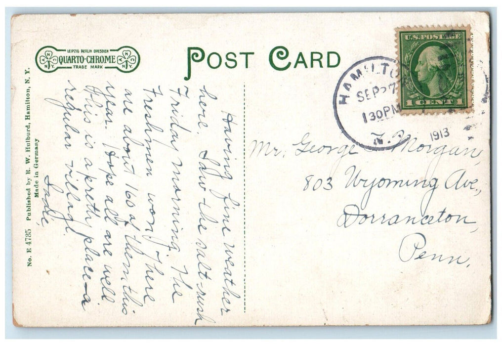 1913 Library Colgate College Exterior Scene Hamilton New York NY Postcard