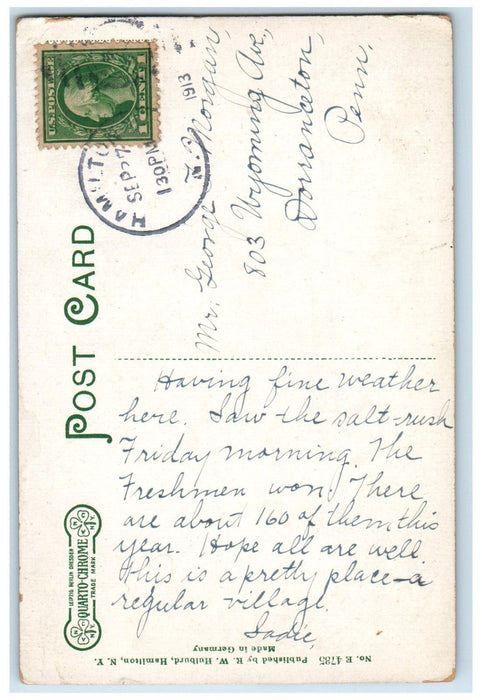 1913 Library Colgate College Exterior Scene Hamilton New York NY Postcard