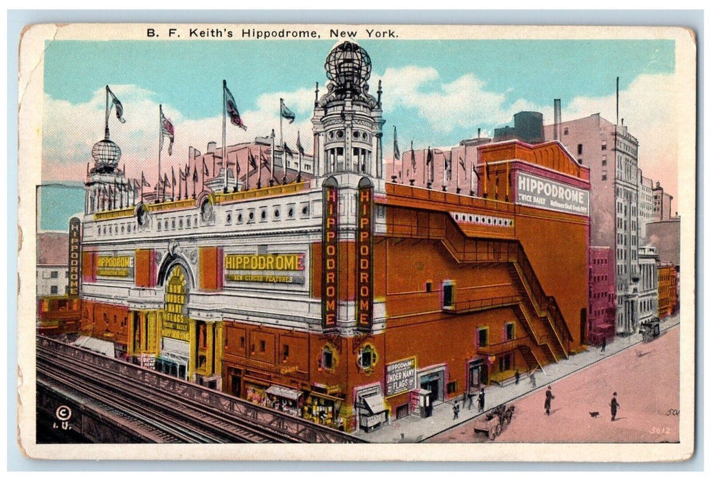 c1920's B. F. Keith's Hippodrome Train Horse New York City NY Unposted Postcard