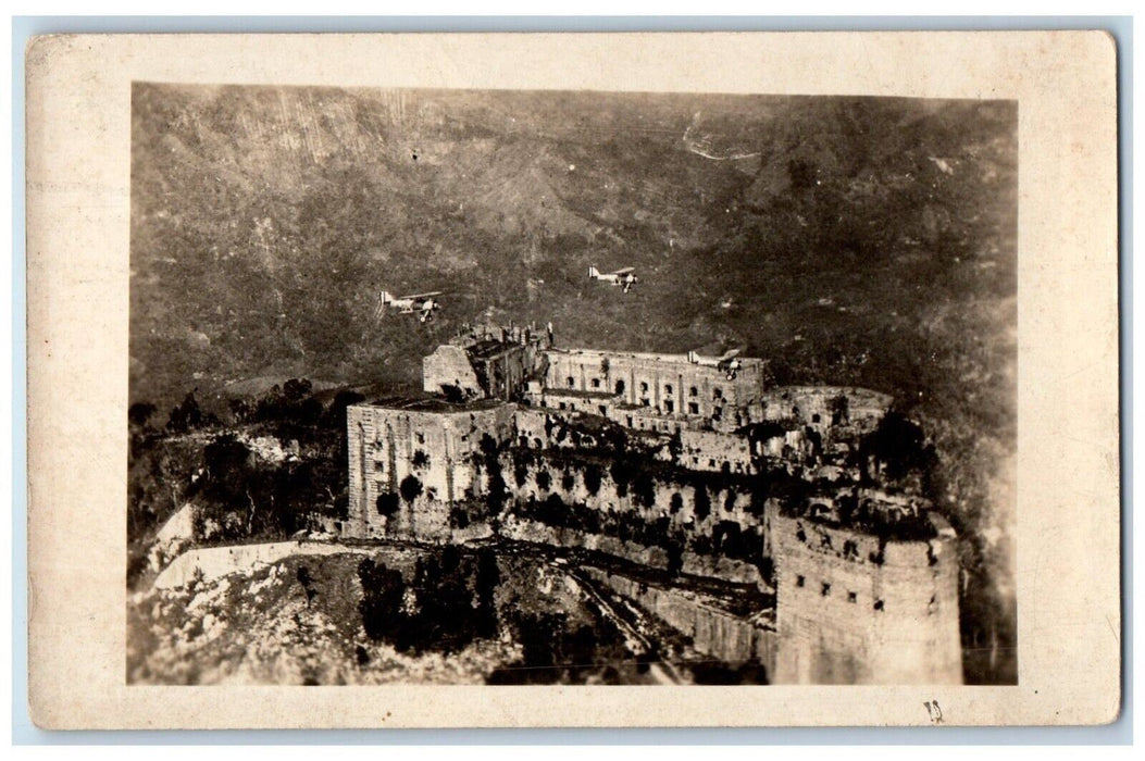 1931 Cliffside Castle Airplanes Port Au Prince Haiti RPPC Posted Photo Postcard