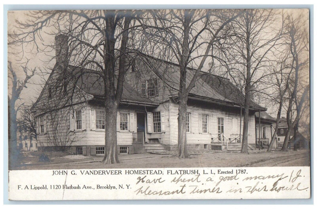 1906 John G. Vanderveer Homestead Flathbush L.I. NY RPPC Posted Photo Postcard