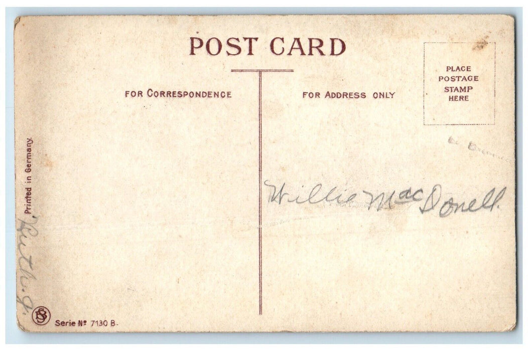 c1910's Valentine Greetings Big Heart Childrens Holding Hands Antique Postcard
