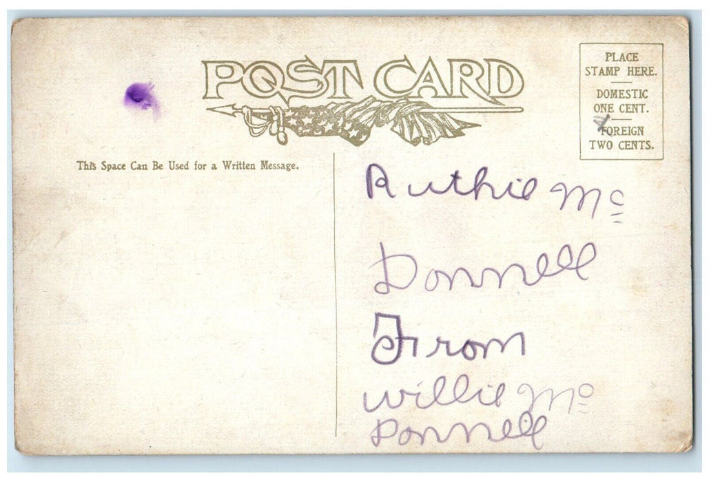 c1910's Valentine Message Qoutes Big Heart Pen Posted Antique Postcard