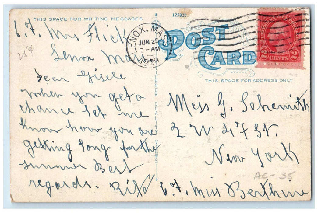 1929 Wheatleigh Residence of Mrs. C. De Heredia Lenox Massachusetts MA Postcard
