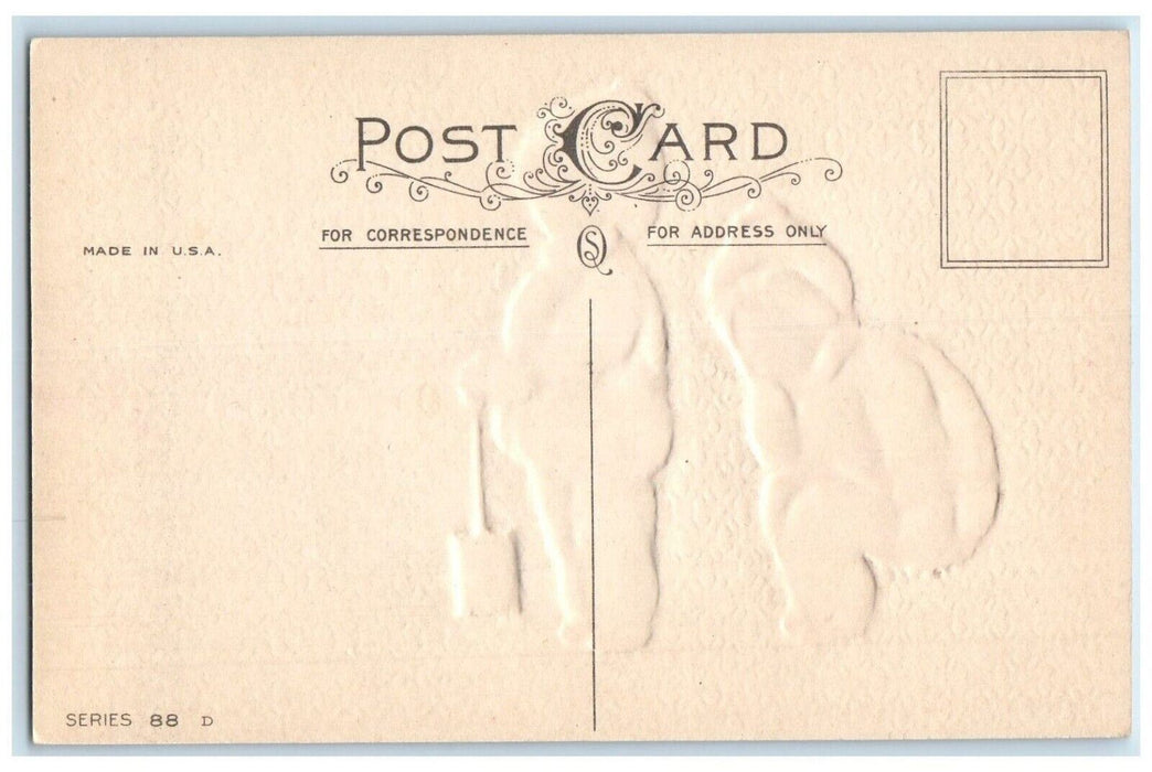 c1910's Valentine Broken Heart Children Shovel Winter Embossed Antique Postcard