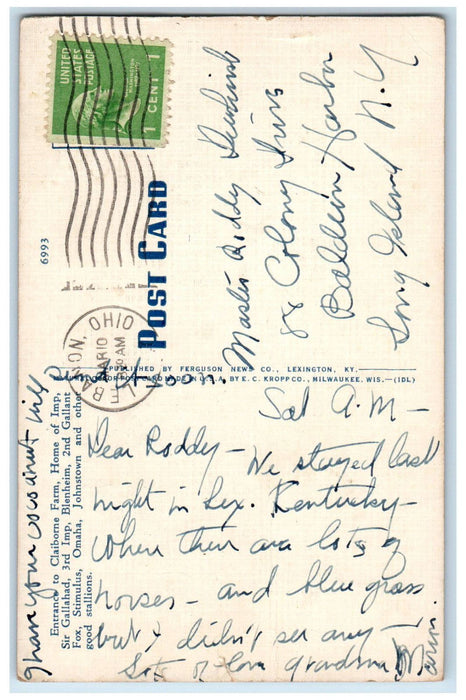 c1950's Multiview Horses Mares Foals Clairborn Farm Near Lexington KY Postcard