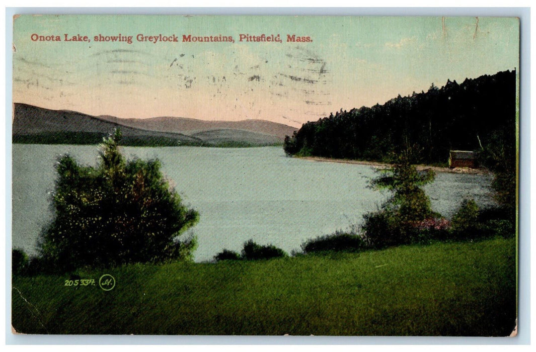 1911 Onota Lake Greylock Mountains Pittsfield Massachusetts MA Antique Postcard