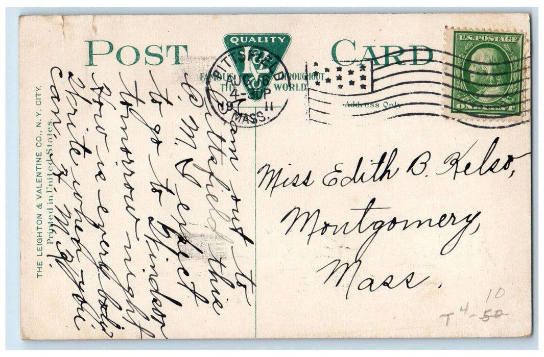 1911 Onota Lake Greylock Mountains Pittsfield Massachusetts MA Antique Postcard