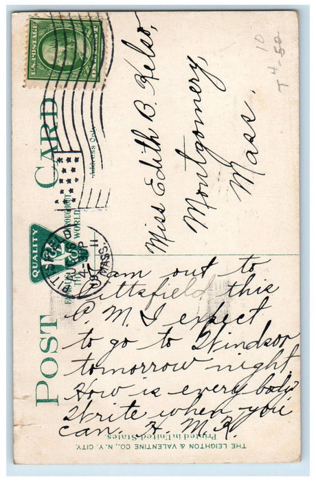1911 Onota Lake Greylock Mountains Pittsfield Massachusetts MA Antique Postcard