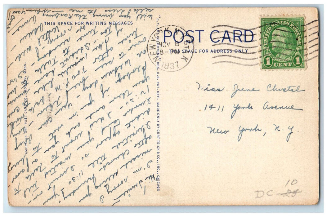 1937 The Dam Merrimac River Lawrence Massachusetts MA Vintage Postcard