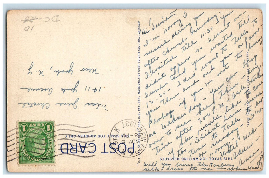 1937 The Dam Merrimac River Lawrence Massachusetts MA Vintage Postcard