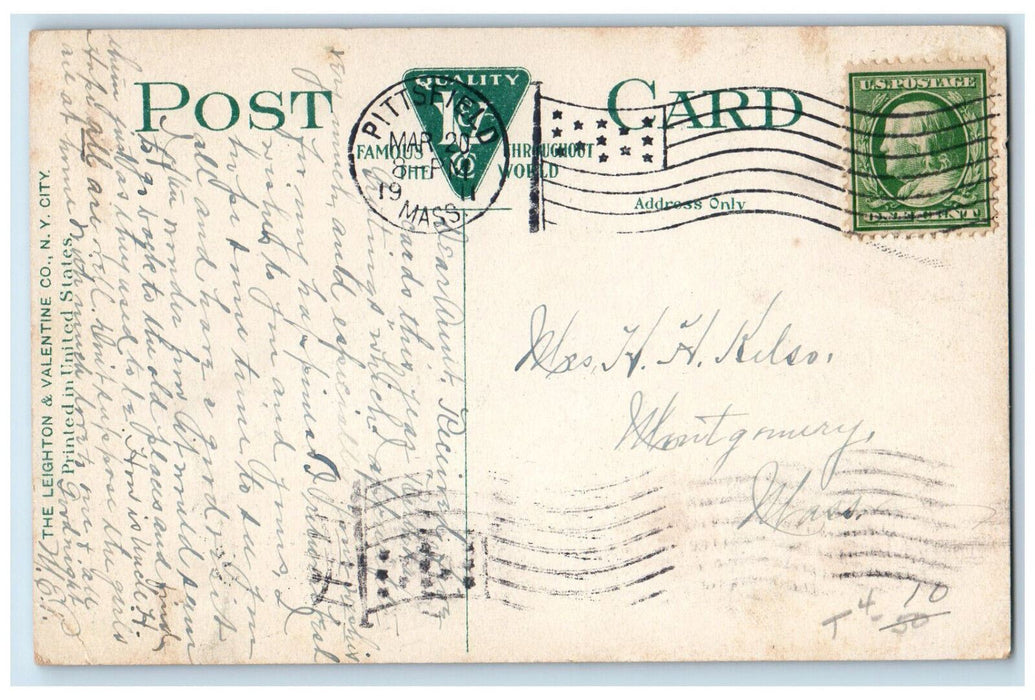 1911 Park Square Pittsfield Massachusetts MA Antique Posted Postcard