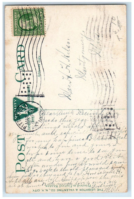 1911 Park Square Pittsfield Massachusetts MA Antique Posted Postcard