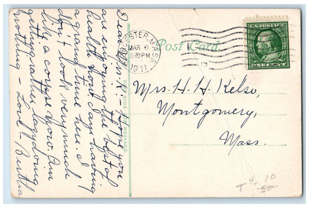 1911 St. Vincent Hospital Worcester Massachusetts MA Antique Posted Postcard