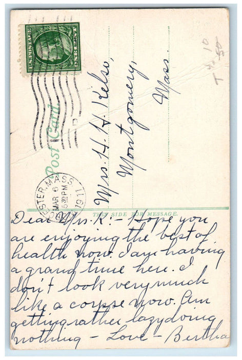 1911 St. Vincent Hospital Worcester Massachusetts MA Antique Posted Postcard