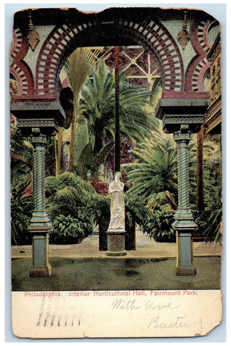 1909 Monument Interior Horticultural Hall Fairmount Park PA Postcard