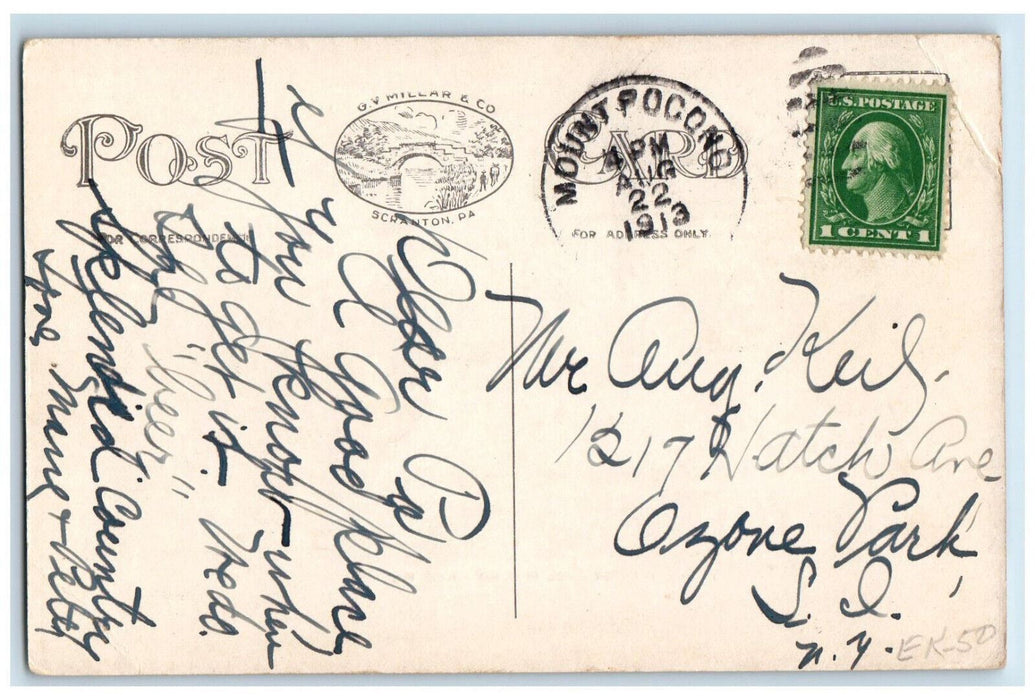 1913 Boat Scene Shady Pool Pocono Pines Pennsylvania PA Antique Postcard