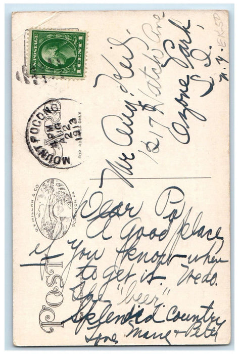 1913 Boat Scene Shady Pool Pocono Pines Pennsylvania PA Antique Postcard