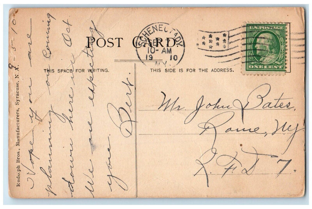1910 Public Library Exterior Scene Schenectady New York NY Antique Postcard